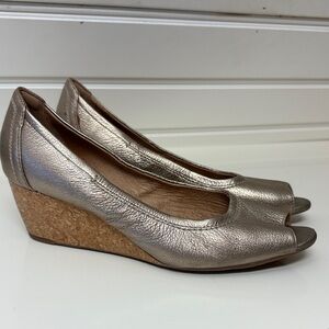 Clarks Gold Metallic Wedge Shoes